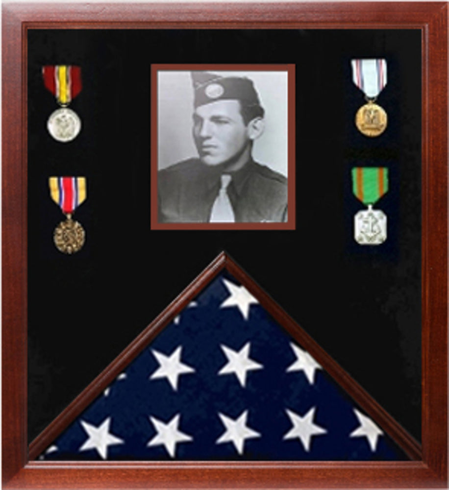 Photo Flag and Medal Display Case, Flag and Photo Frame.