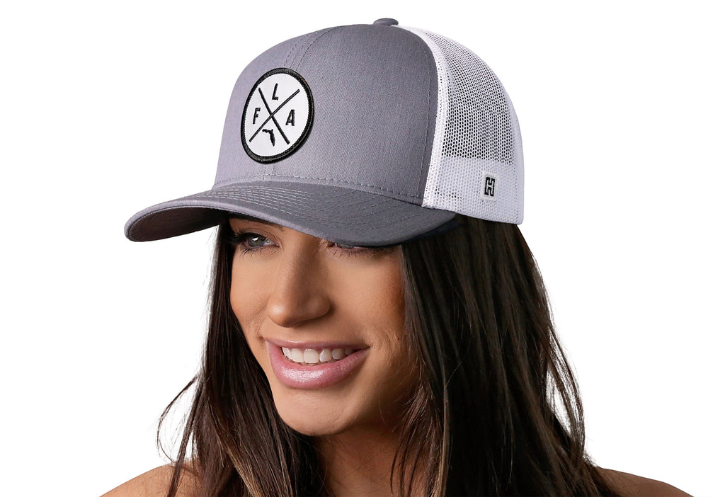 Florida Trucker Hat  |  Gray-White FLA X Snapback