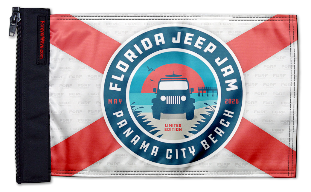 Florida Jeep Jam 2026 12"x18" Forever Wave Flag for Boats