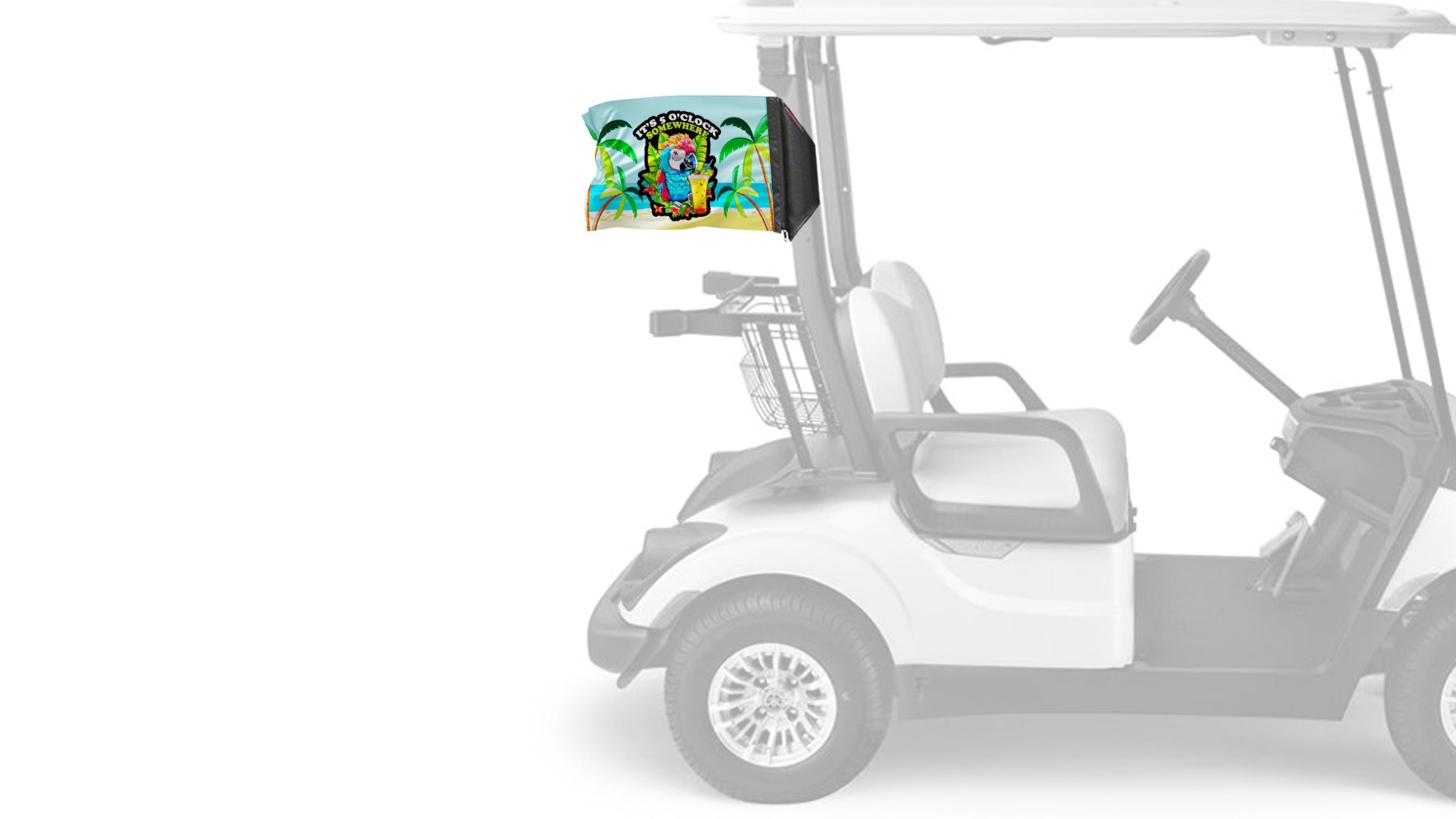 5 O'Clock 12"x18" Forever Wave Flag for Golf Carts