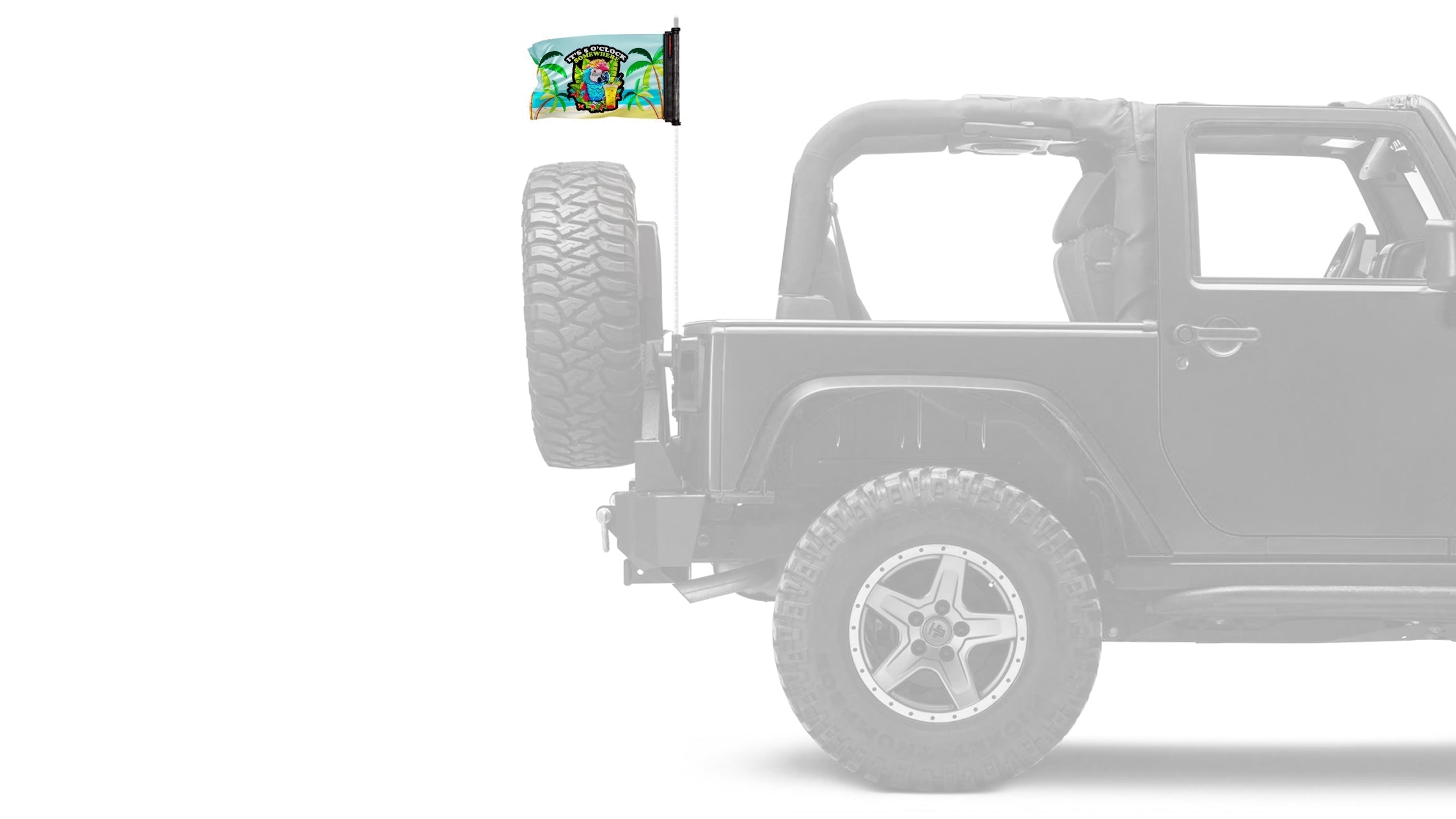 5 O'Clock 12"x18" Forever Wave Flag for Jeep Wrangler JK 2-Door 2007-2018