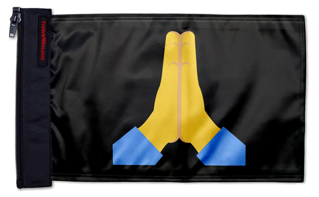 Emoji Praying Hands 12"x18" Forever Wave Flag for Golf Carts