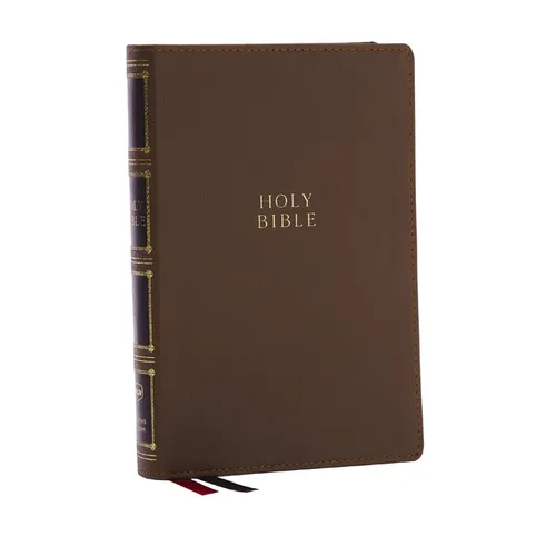Nkjv, Compact Center-Column Reference Bible, Brown Leathersoft, Red Letter, Comfort Print - Imitation Leather