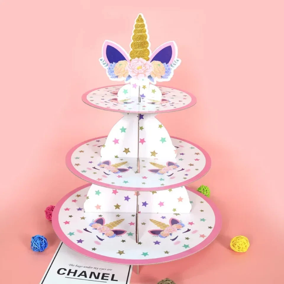 3-Tier Cardboard Cupcake Cake Stand Cupcake Holder for Birthday Party Wedding Baby Shower Christmas Parties Display Dessert