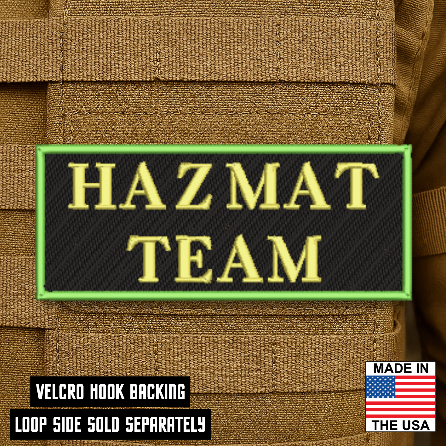 HAZMAT Team ID Plate Carrier Patch 2.5" x 6" Hook & Loop | Made in USA