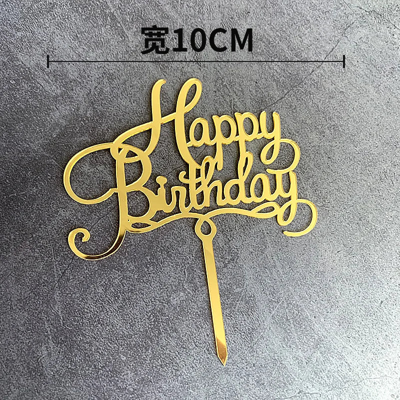 Acrylic Happy Birthday Cake Topper Gold Pink Birthday Cake Toppers Flags For Kids Birthday Party Cake Decorations Baby Shower