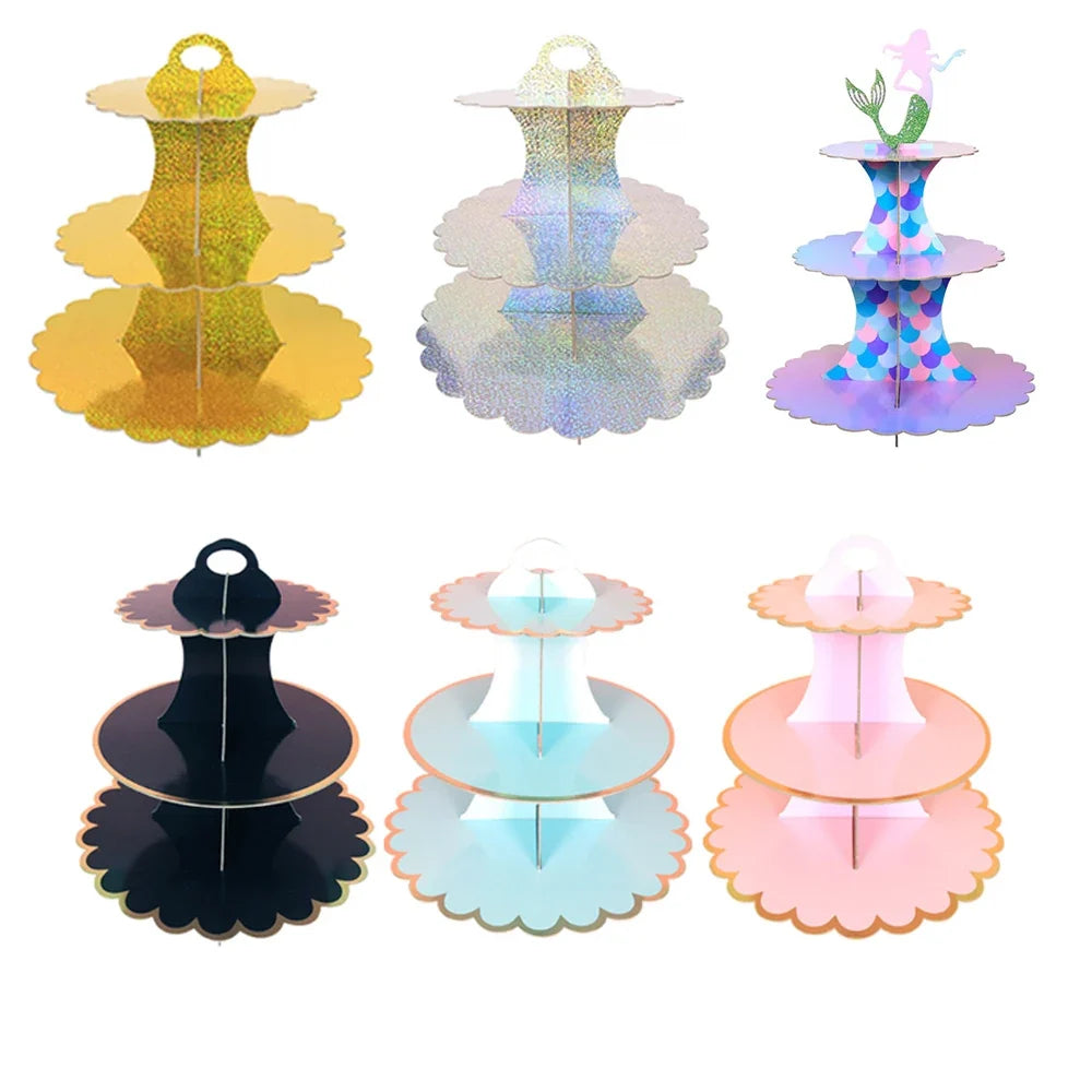 3-Tier Cardboard Cupcake Cake Stand Cupcake Holder for Birthday Party Wedding Baby Shower Christmas Parties Display Dessert