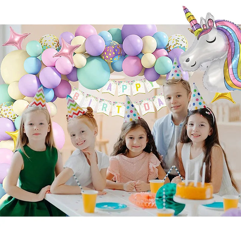 147pcs Unicorn Birthday Balloons Arch Garland Kit Happy Birthday Banner for Girls Unicorn Birthday Party Decorations