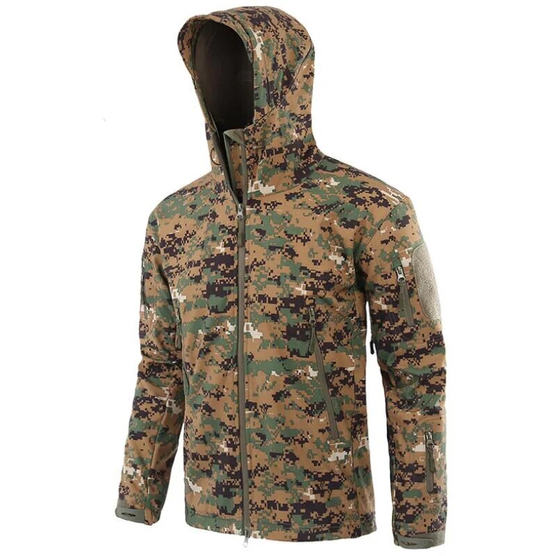 Men Military Tactical Hiking Jacket Outdoor Windproof Fleece Thermal Sport Waterproof Hunting Clothes Hooded Army Camo Outerwear
