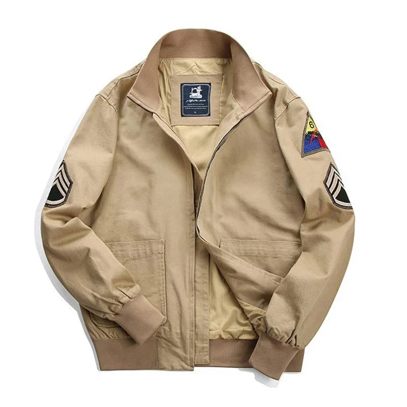 Fury Brad Pitt WW2 US Army Military Tanker Jackets Khaki Cotton Field Combat Outwear Uniforms Spring Autumn Lightweight Coats