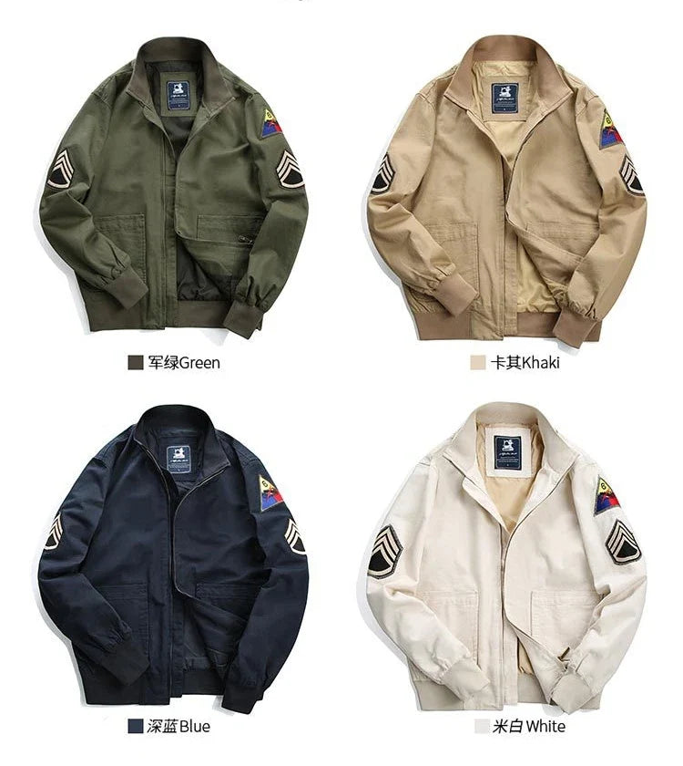 Fury Brad Pitt WW2 US Army Military Tanker Jackets Khaki Cotton Field Combat Outwear Uniforms Spring Autumn Lightweight Coats