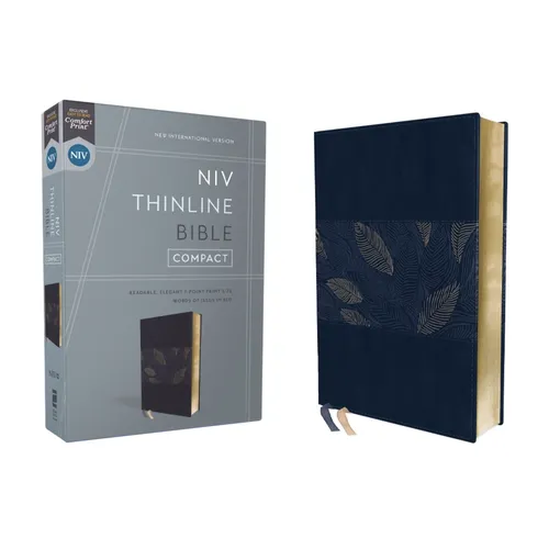 Niv, Thinline Bible, Compact, Leathersoft, Blue Floral, Red Letter, Comfort Print - Imitation Leather