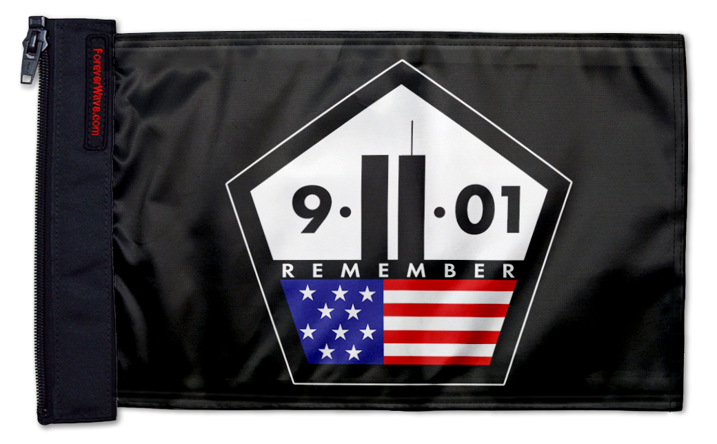 911 Remember 12"x18" Forever Wave Flag for Jeep Wrangler JLU 4-Door 2018-Present