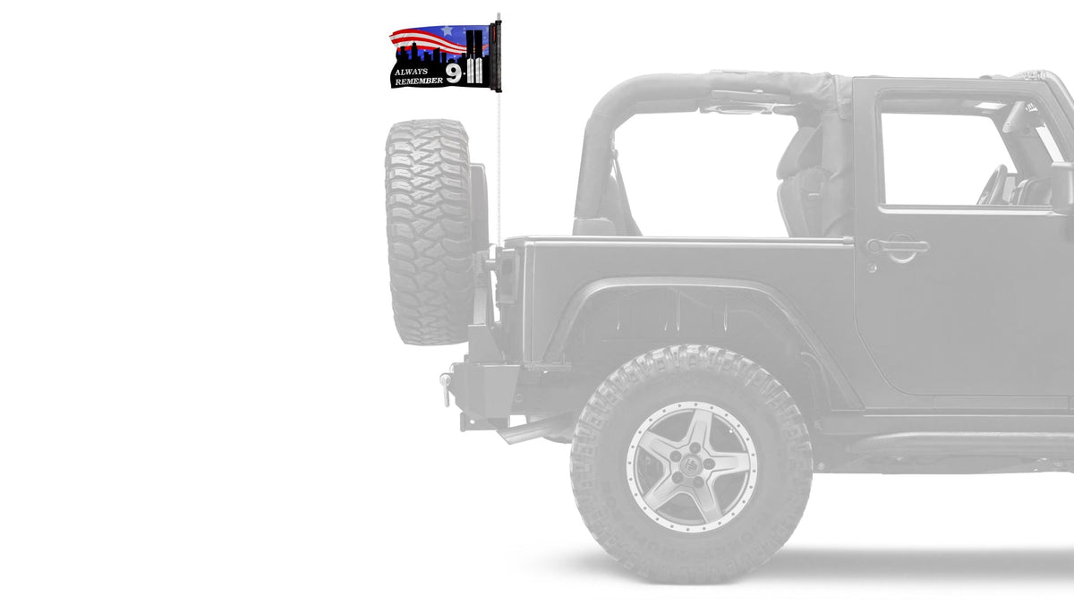 911 Tribute 12"x18" Forever Wave Flag for Jeep Wrangler YJ 1986-1995