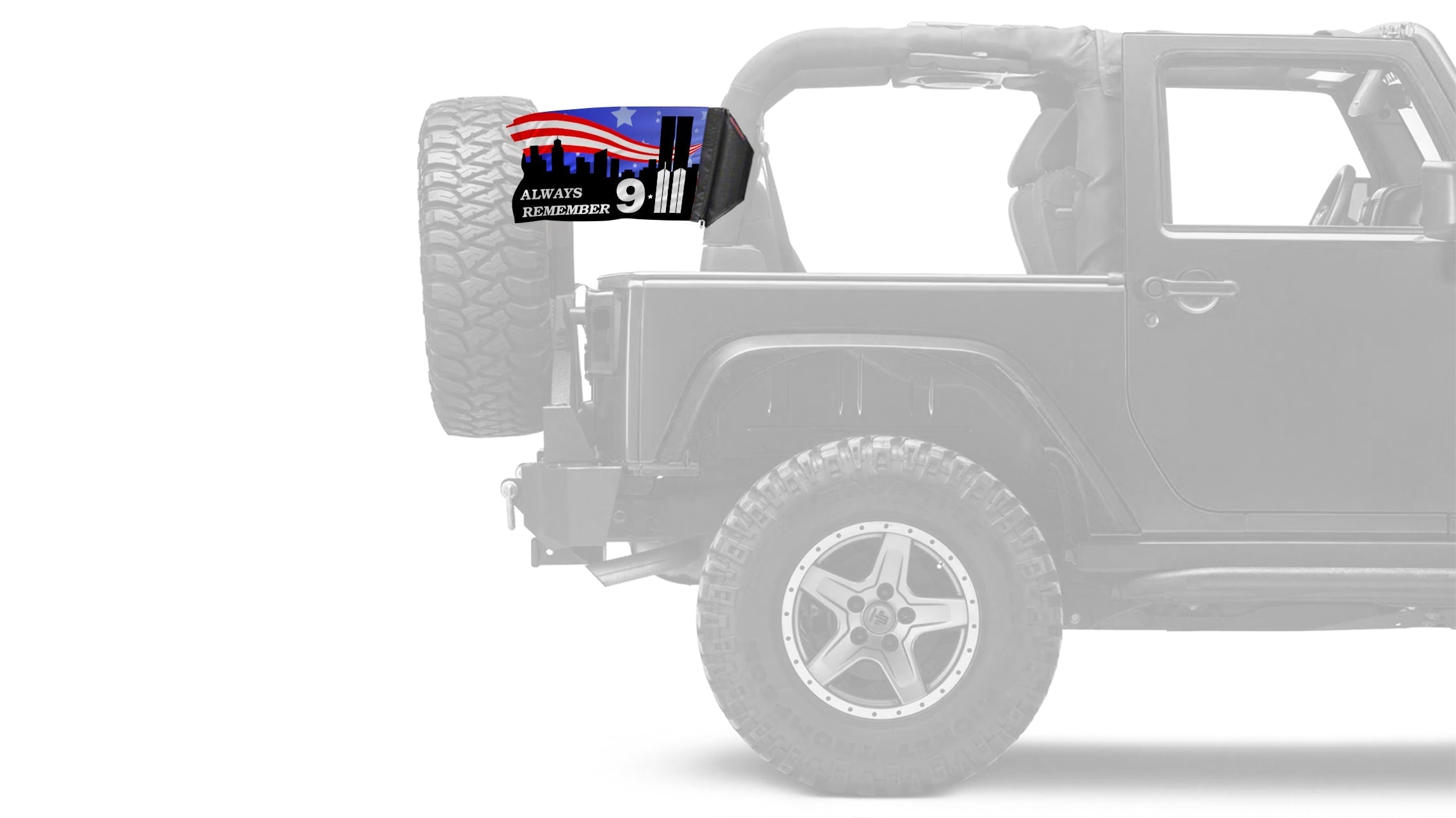 911 Tribute 12"x18" Forever Wave Flag for Jeep Wrangler YJ 1986-1995