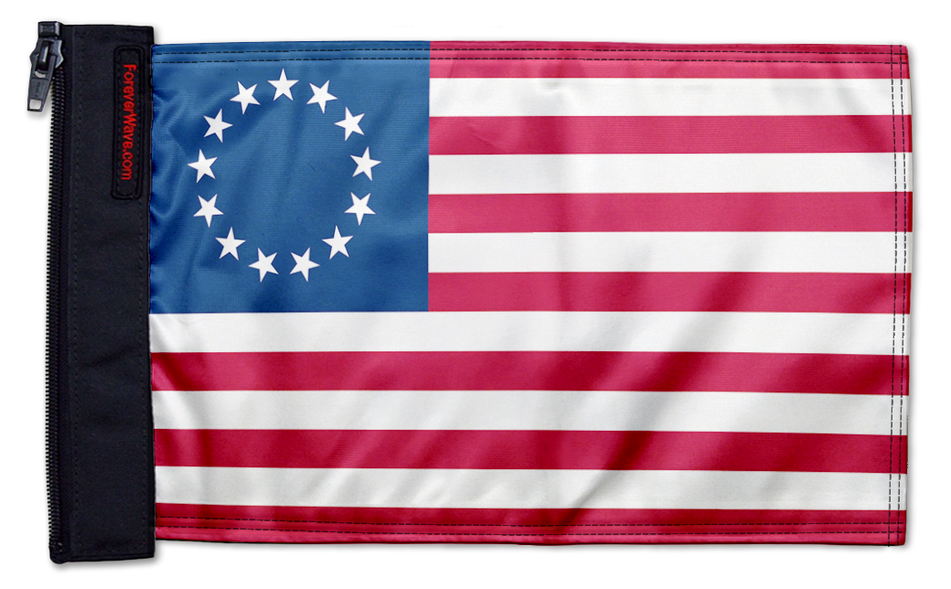 Betsy Ross 12"x18" Forever Wave Flag for Jeep Wrangler JK 2-Door 2007-2018