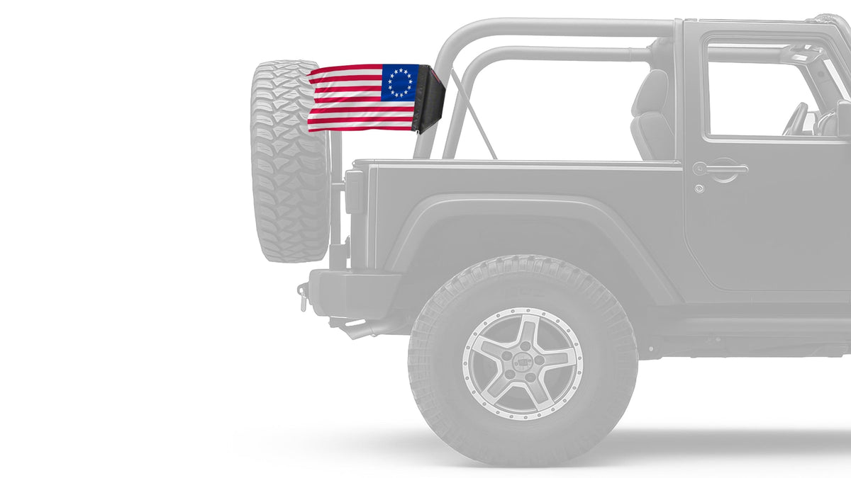 Betsy Ross 12"x18" Forever Wave Flag for Jeep Wrangler TJ 1996-2006