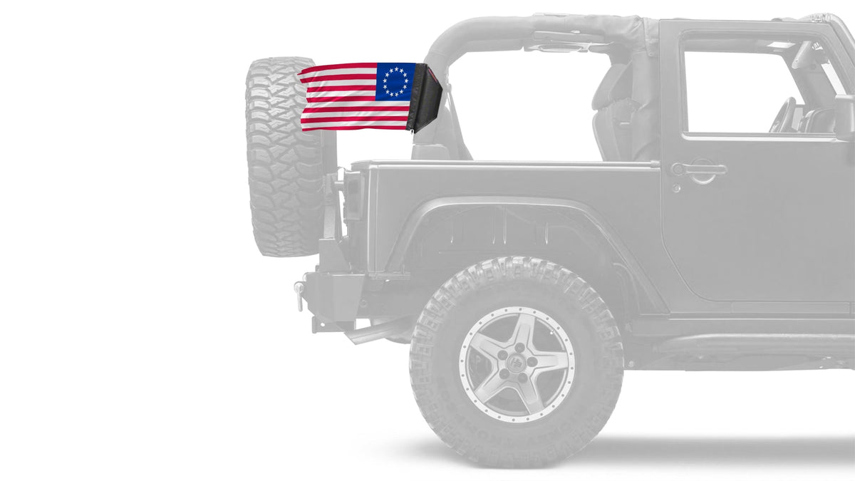 Betsy Ross 12"x18" Forever Wave Flag for Jeep Wrangler JK 2-Door 2007-2018