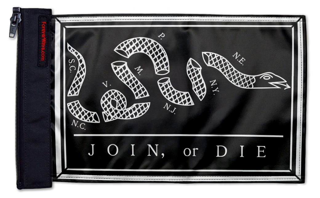 Franklin Join or Die 12"x18" Forever Wave Flag for Jeep Wrangler LJ 2003-2006