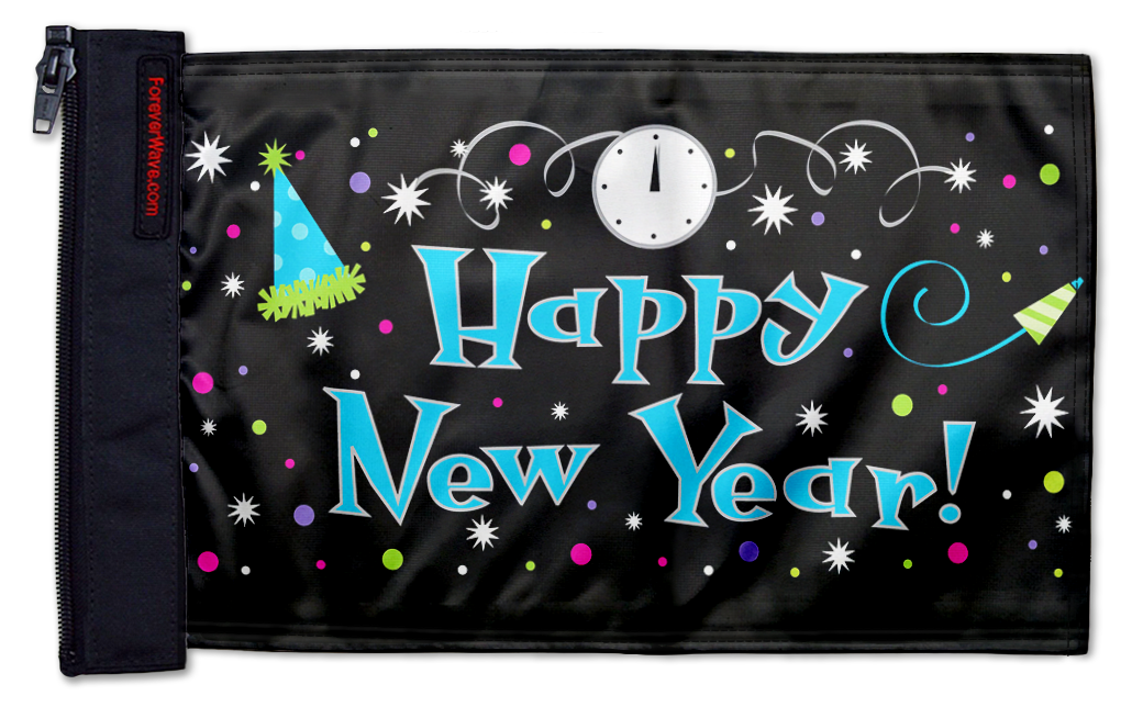 Happy New Year 12"x18" Forever Wave Flag for Boats
