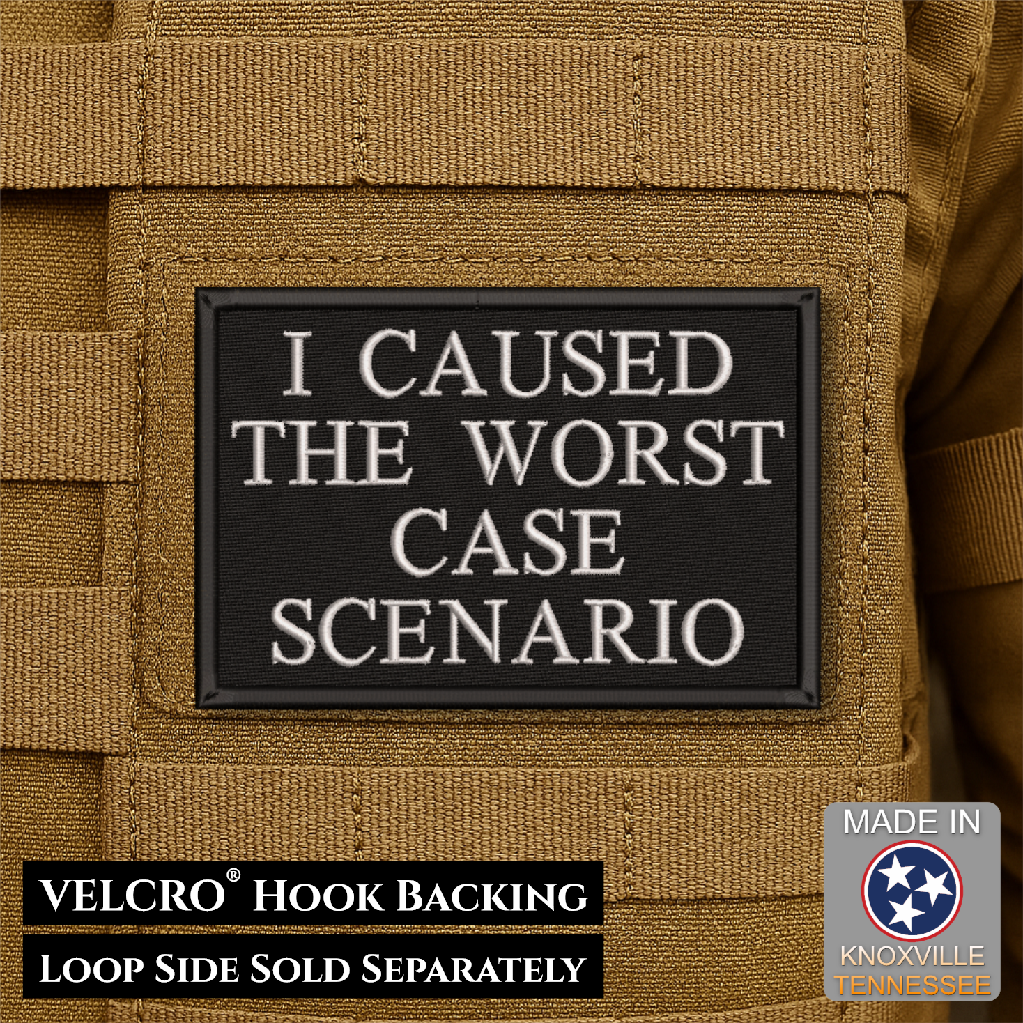Worst Case Scenario Funny Morale Patch, 2x3" | Made in USA | VELCRO® Brand Hook Backing