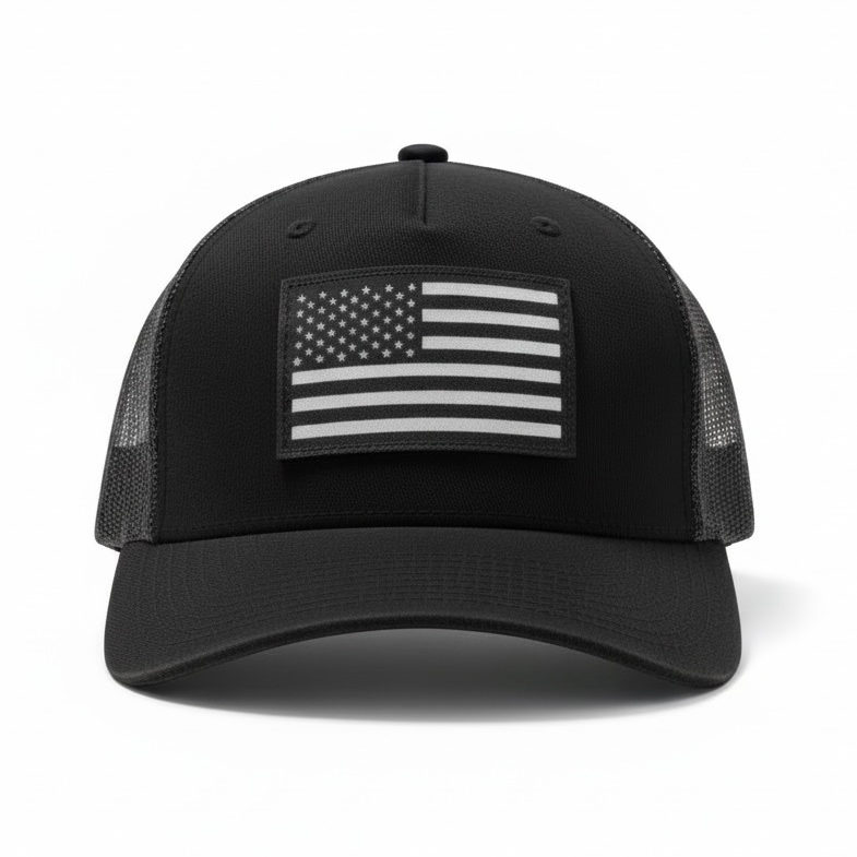 US FLAG VELCRO PATCH HAT (BLACK)