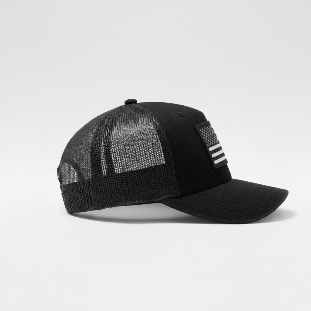 US FLAG VELCRO PATCH HAT (BLACK)