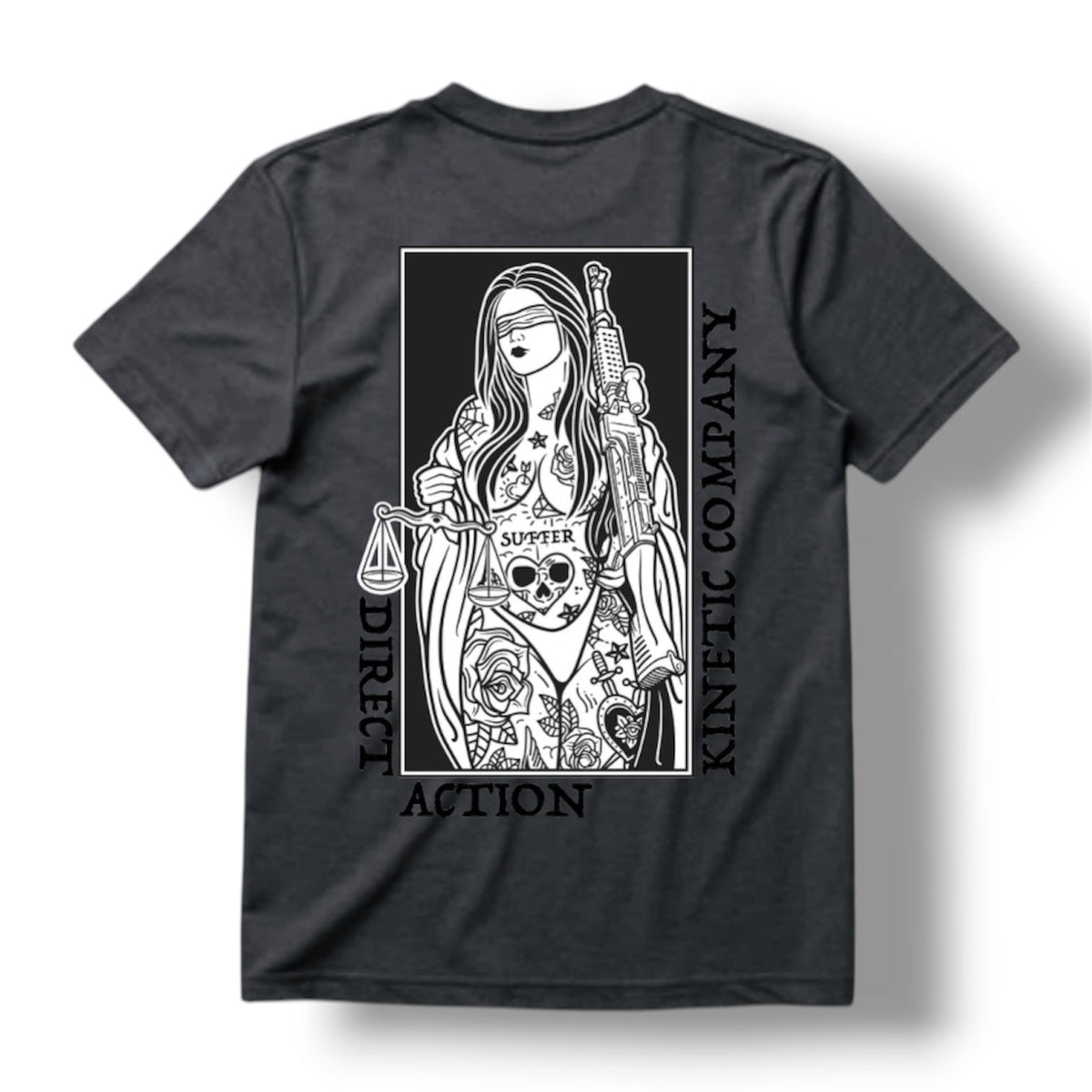 "BLIND JUSTICE" TEE (HEATHER CHARCOAL)