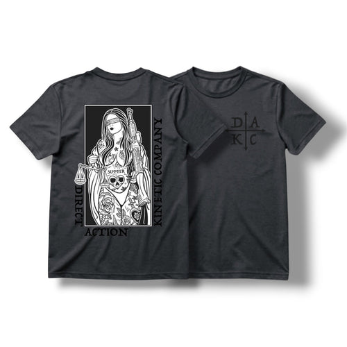 "BLIND JUSTICE" TEE (HEATHER CHARCOAL)