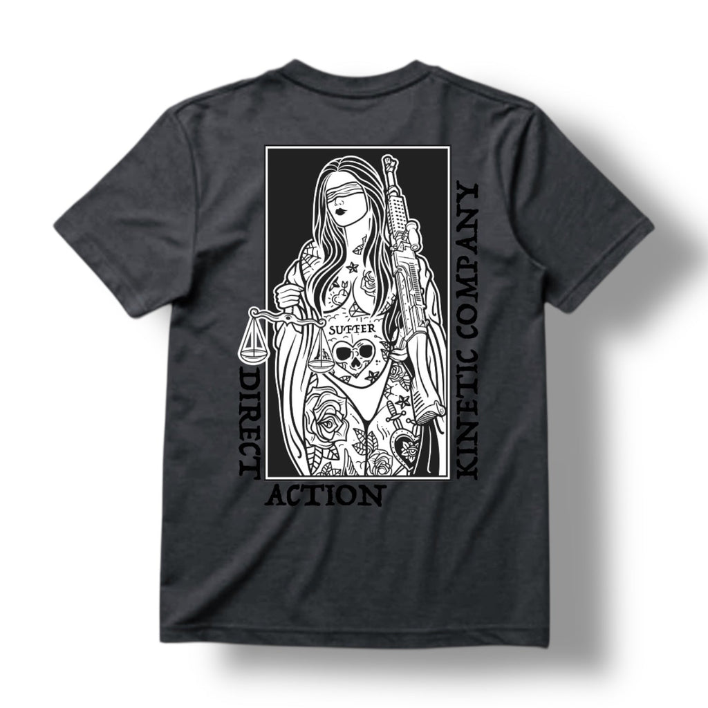 "BLIND JUSTICE" TEE (HEATHER CHARCOAL)