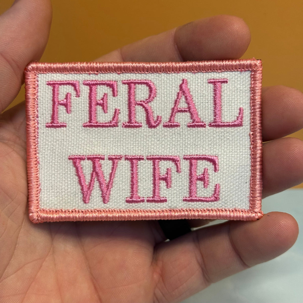 Feral Wife Funny Morale Patch, 2x3" | Made in USA | VELCRO® Brand Hook Backing