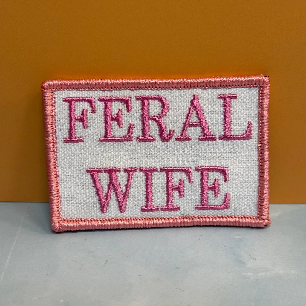 Feral Wife Funny Morale Patch, 2x3" | Made in USA | VELCRO® Brand Hook Backing