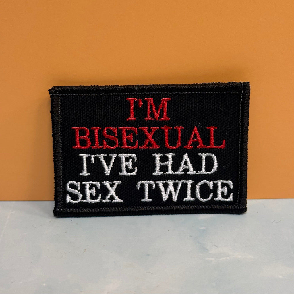 I'm Bisexual - I've Had Sex Twice Funny Morale Patch, 2x3" | Made in USA | VELCRO® Brand Hook Backing