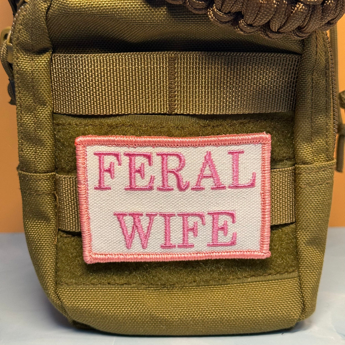 Feral Wife Funny Morale Patch, 2x3" | Made in USA | VELCRO® Brand Hook Backing