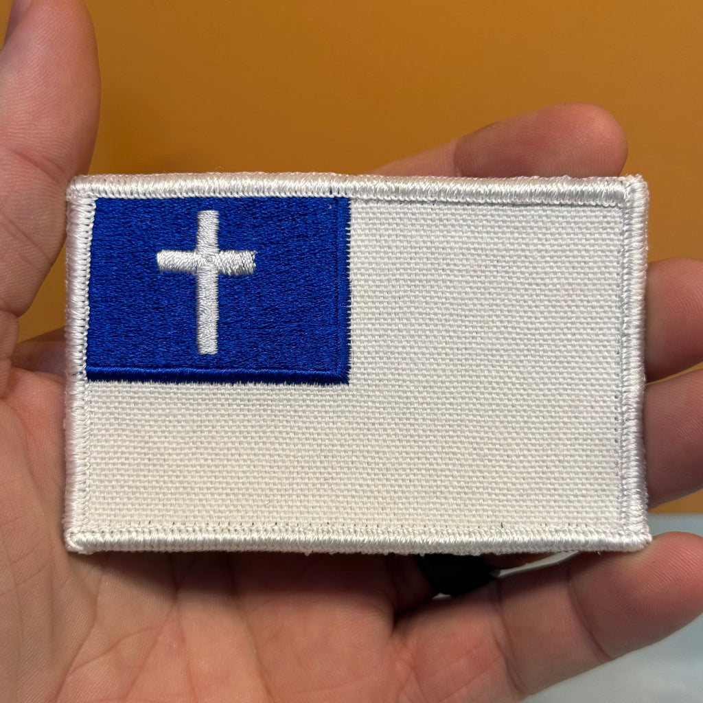 Tactical and White/Blue Christian Flag Patches, 2x3.5" | Made in USA | VELCRO® Brand Hook Backing