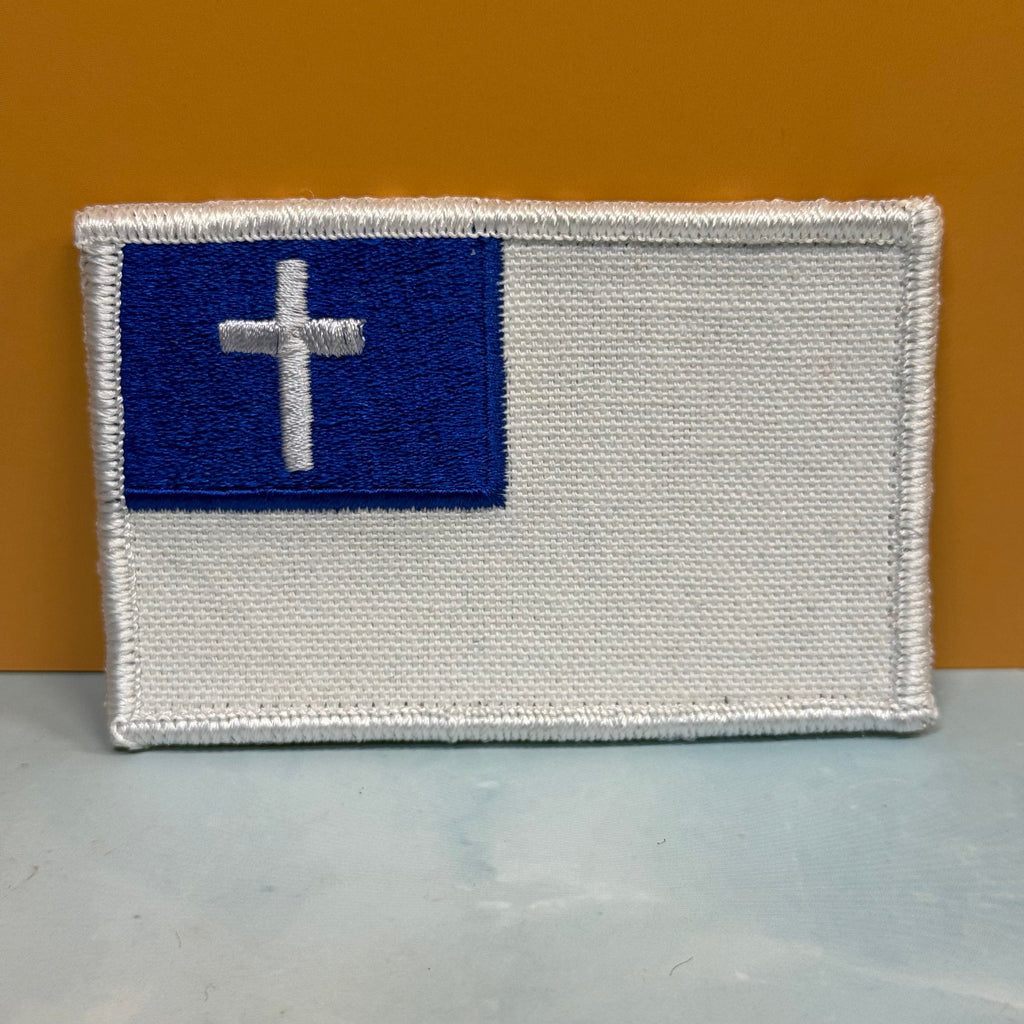 Tactical and White/Blue Christian Flag Patches, 2x3.5" | Made in USA | VELCRO® Brand Hook Backing