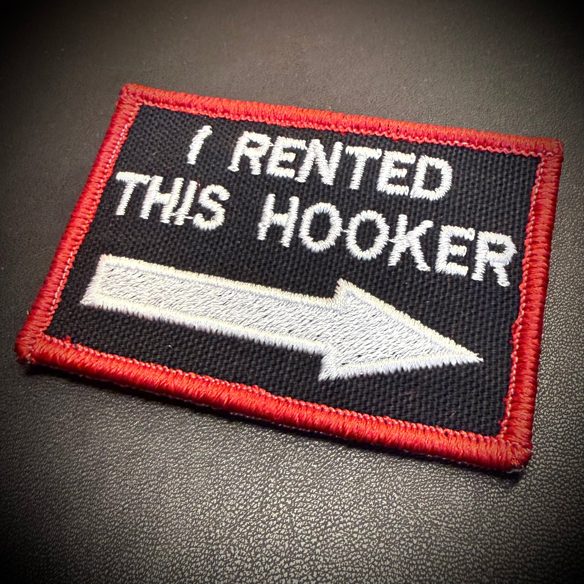 I Rented This Hooker Funny Morale Patch, 2x3" | Made in USA | VELCRO® Brand Hook Backing
