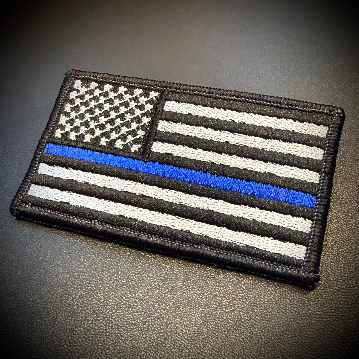 Thin Blue Line American Flag Patch for Law Enforcement, 2x3.5" | Made in USA | VELCRO® Brand Hook Backing