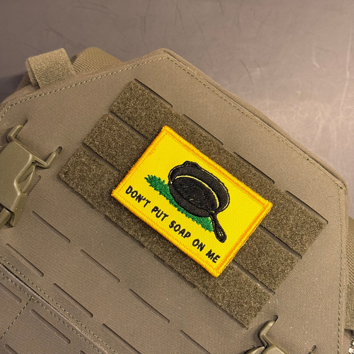 Don't Put Soap On Me Funny Gadsden Morale Patch, 2x3" | Made in USA | VELCRO® Brand Hook Backing
