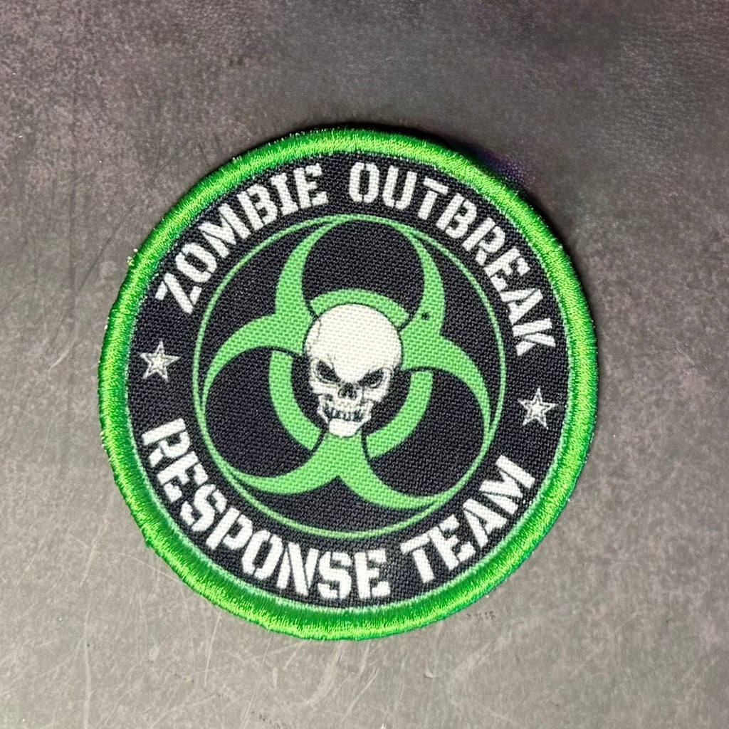 Zombie Outbreak Response Team Funny Morale Patch, 3" Round | Made in USA | VELCRO® Brand Hook Backing