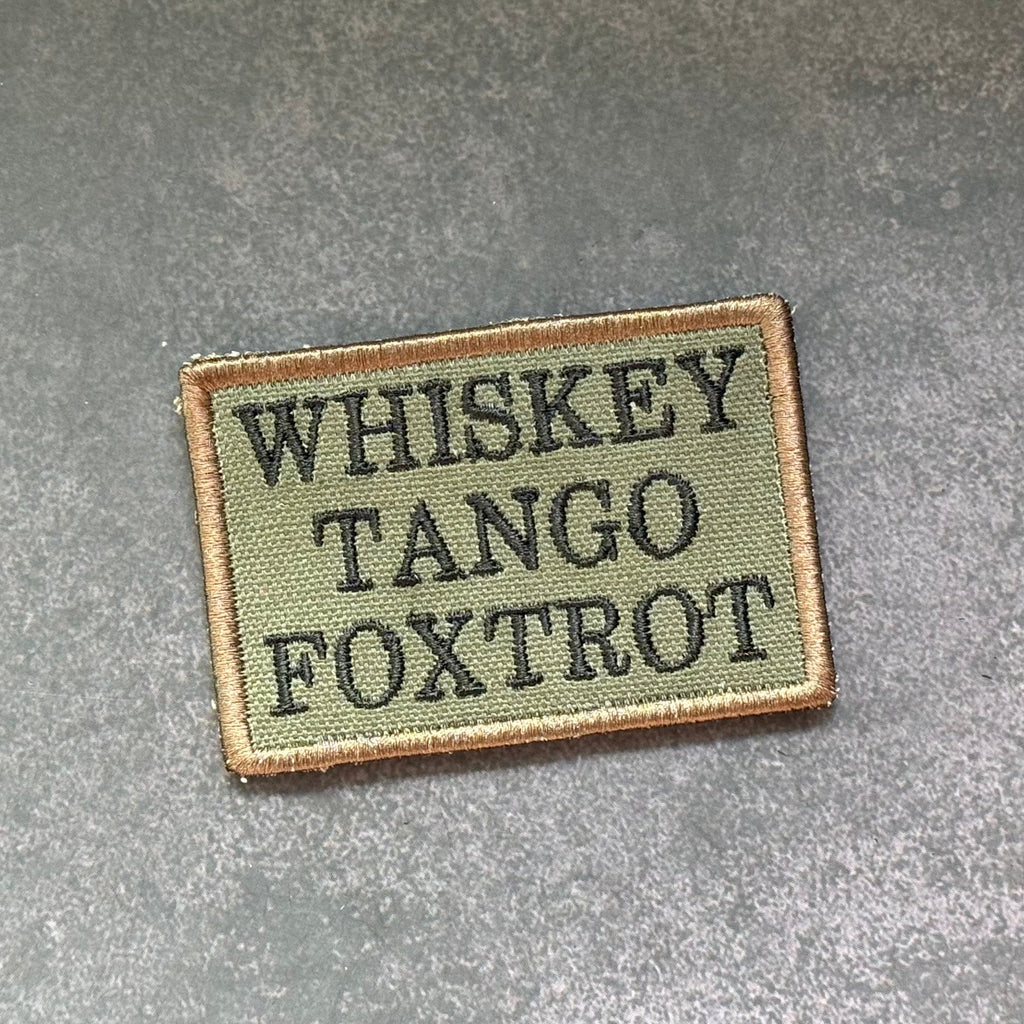 Whiskey Tango Foxtrot WTF Funny Morale Patch, 2x3" | Made in USA | VELCRO® Brand Hook Backing