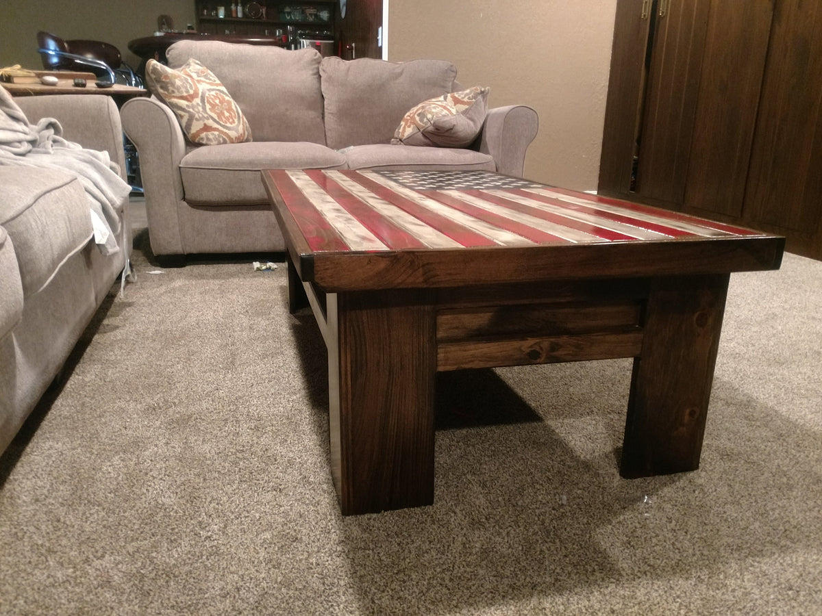Rustic American Flag Gun Storage Coffee Table