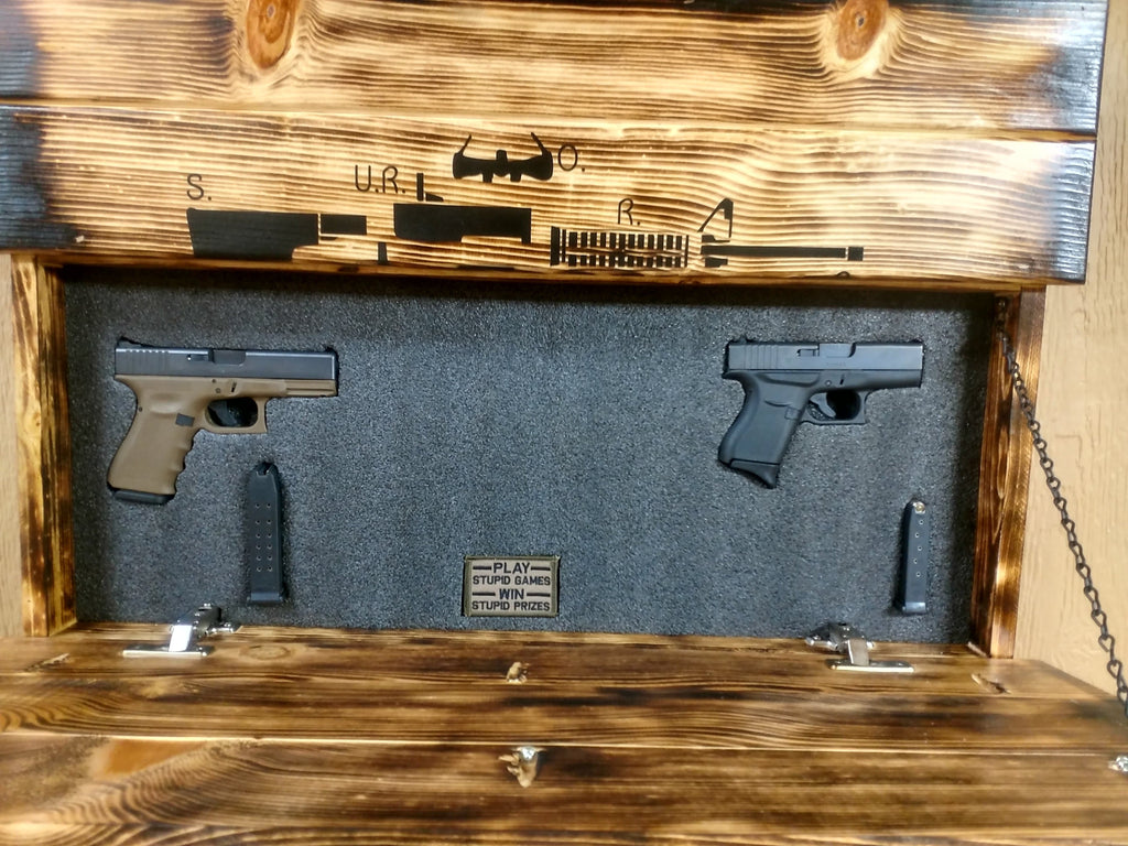 Charred AR-15 "Join or Die" Hidden Gun Storage Sign