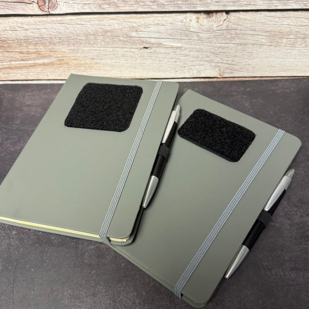Morale Patch A5 Note Book with 2x3" or 3x3" | VELCRO® Brand Loop Panel Front Panel Customizable Log or Range Book