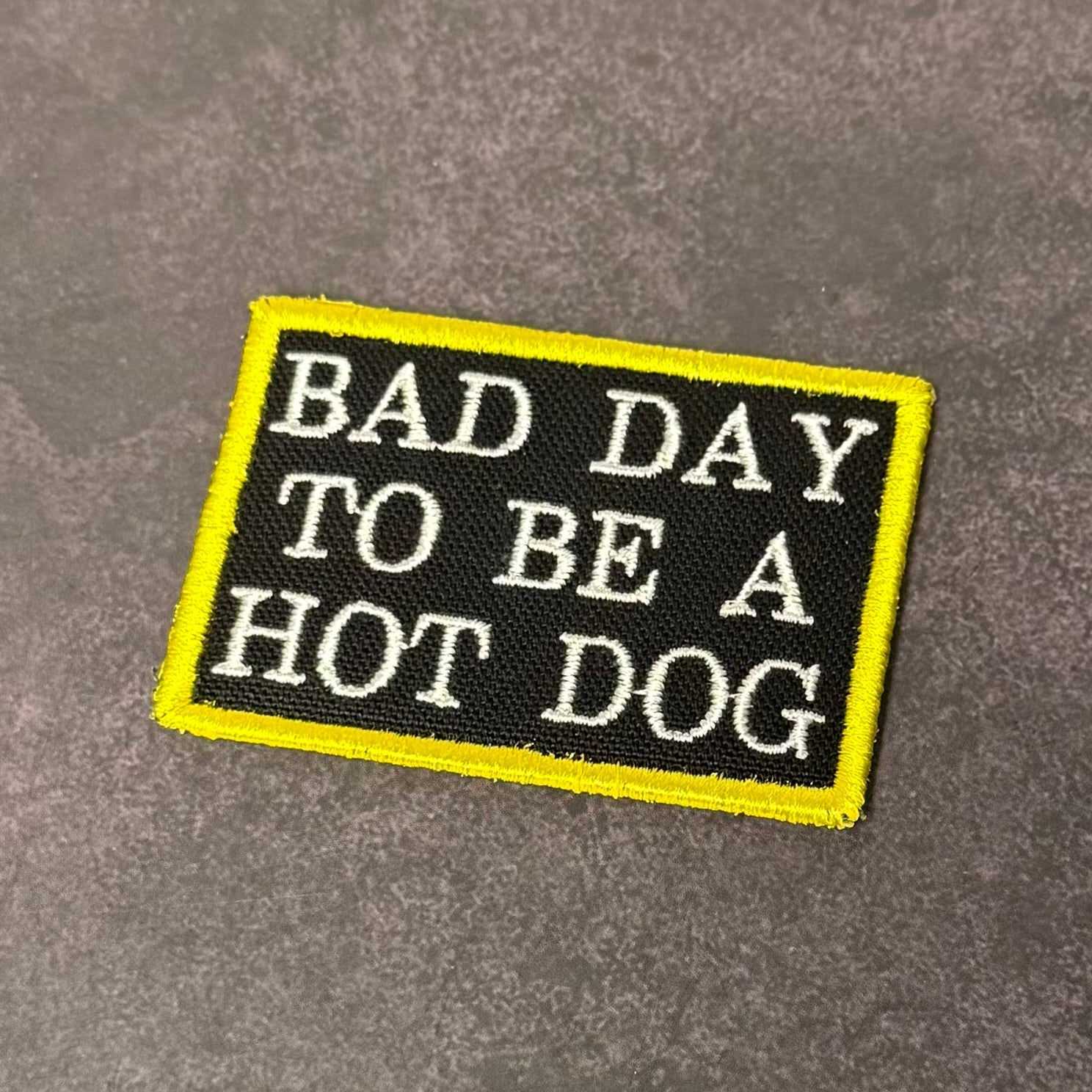 Bad Day To Be A Hot Dog Funny Morale Patch, 2x3" | Made in USA | VELCRO® Brand Hook Backing