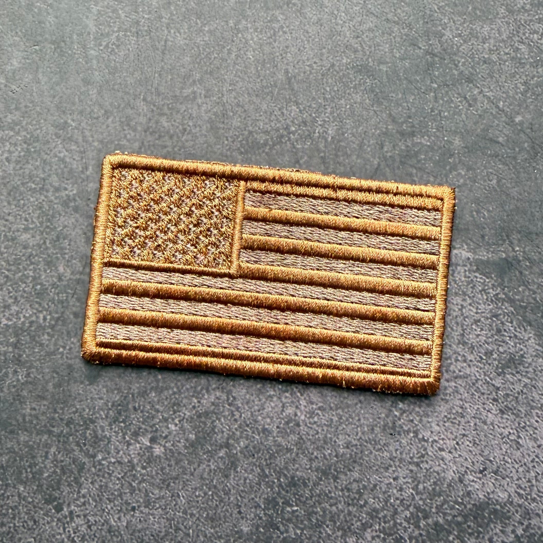 Subdued Coyote Brown American Flag Patch, 2x3.5" | Made in USA | VELCRO® Brand Hook Backing