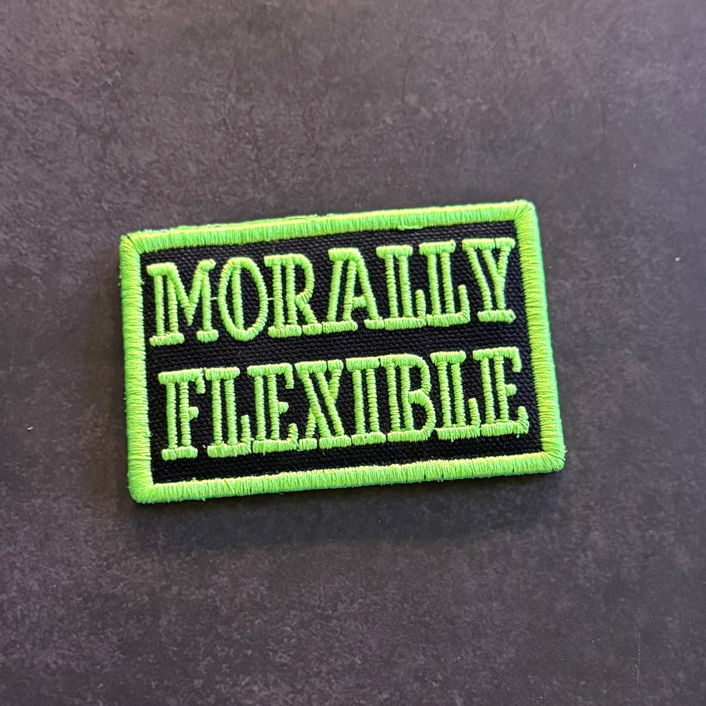 Morally Flexible Funny Morale Patch, 2x3" | Made in USA | VELCRO® Brand Hook Backing