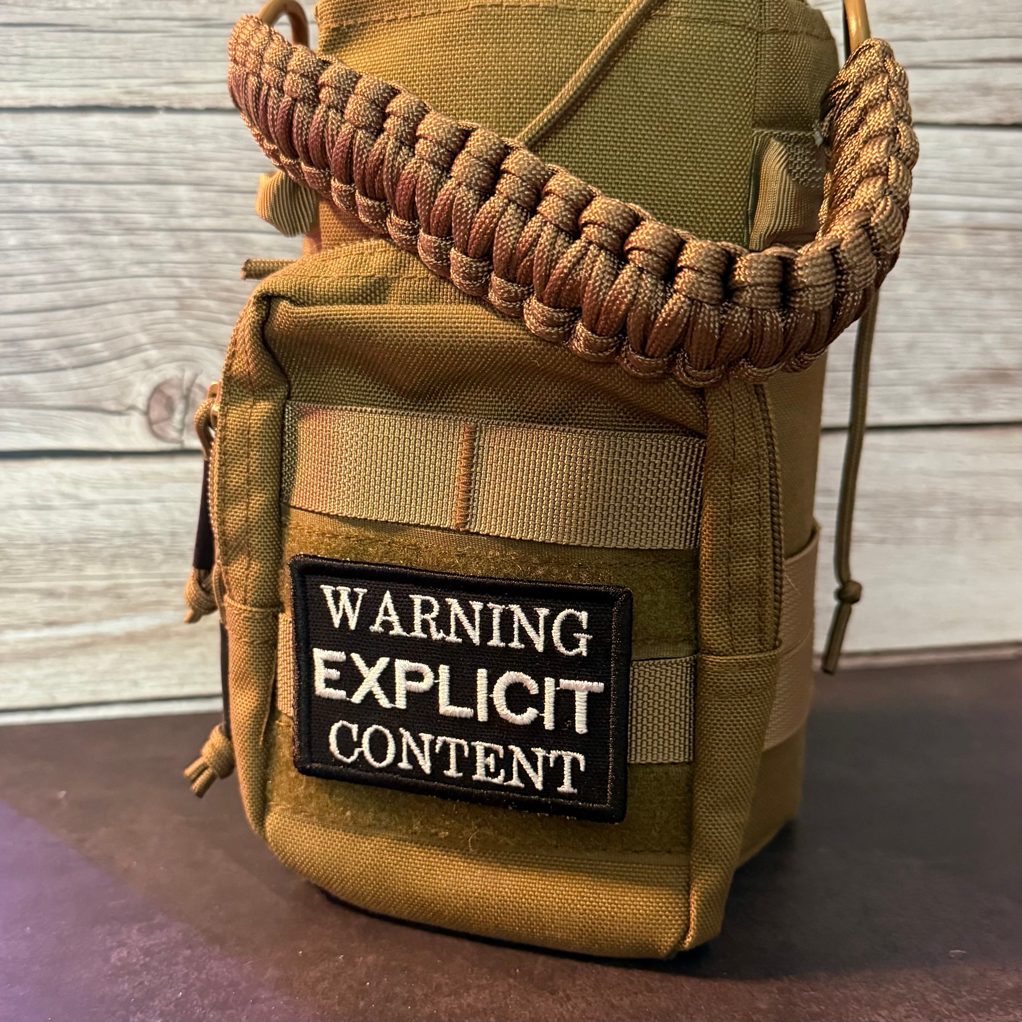 Explicit Content Warning Funny Morale Patch | Made in USA | VELCRO® Brand Hook Backing