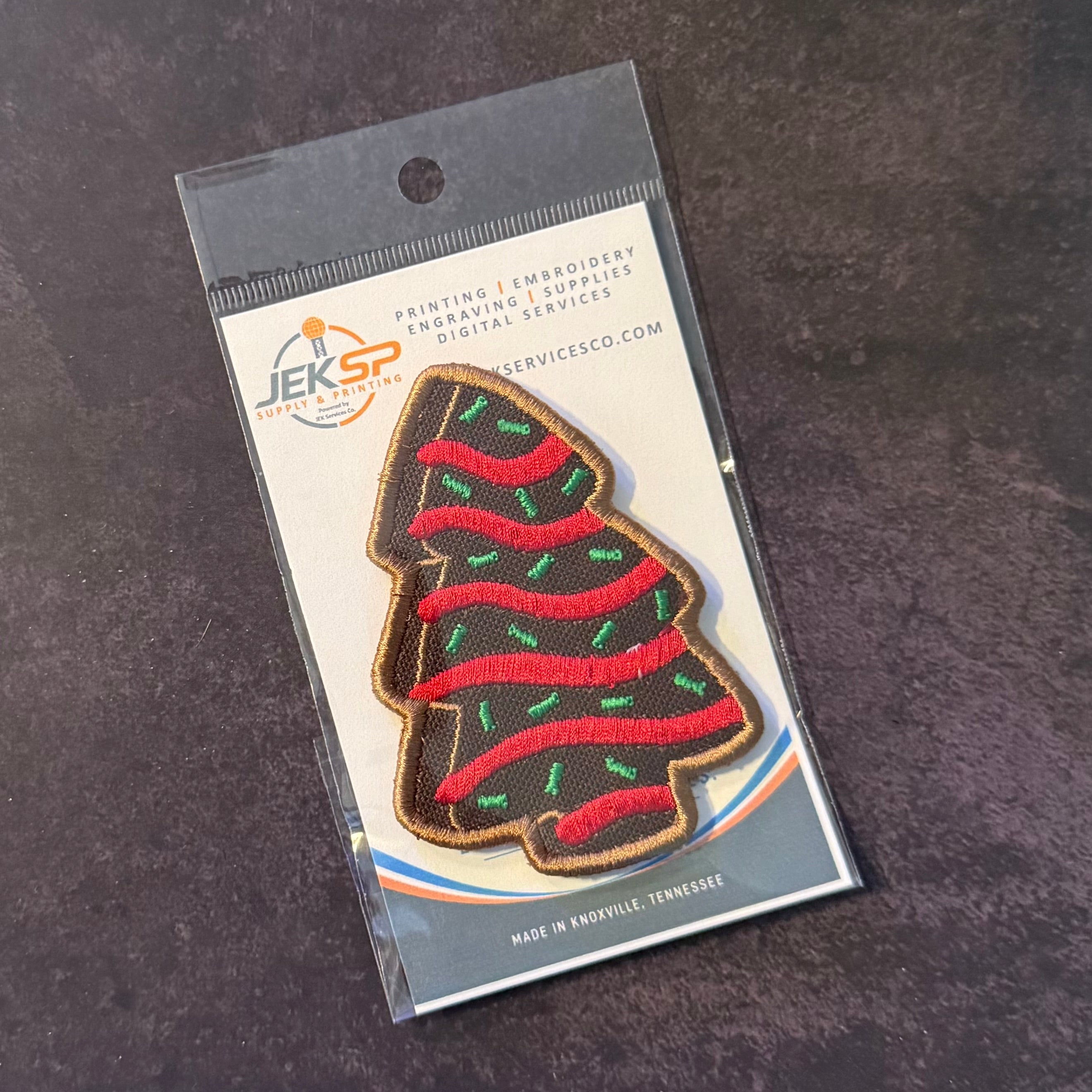 Christmas Tree Cake Funny Morale Patch | Made in USA | VELCRO® Brand Hook Backing