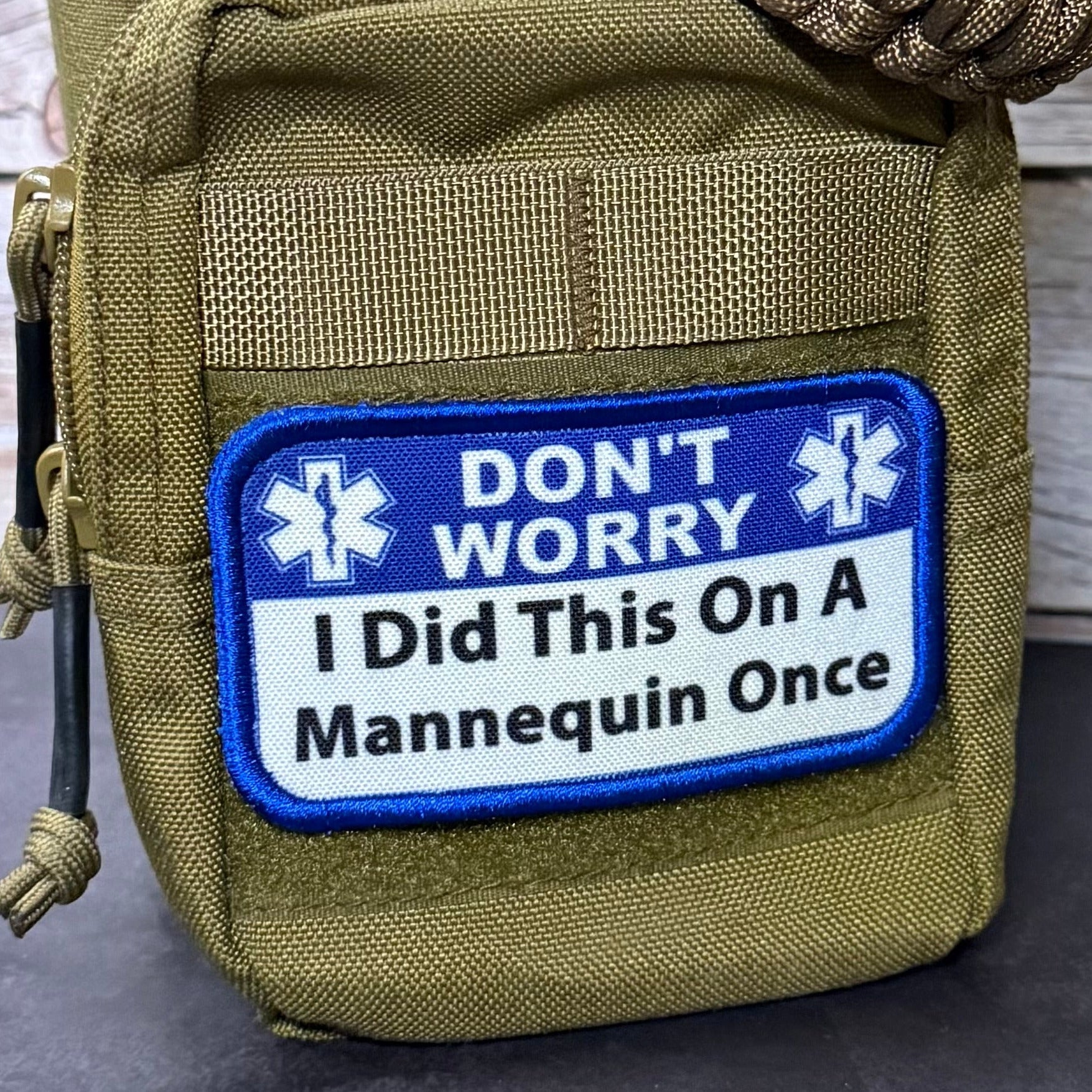 Don’t Worry I Did This On A Mannequin Once Funny Morale Patch, 2.25x4" | Made in USA | VELCRO® Brand Hook Backing